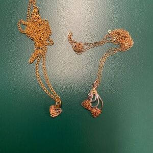 Heart and Floral Pendant Necklace Set